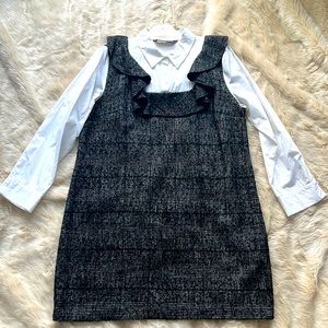 Zara Mini Grey Tweed Dress Size: XL